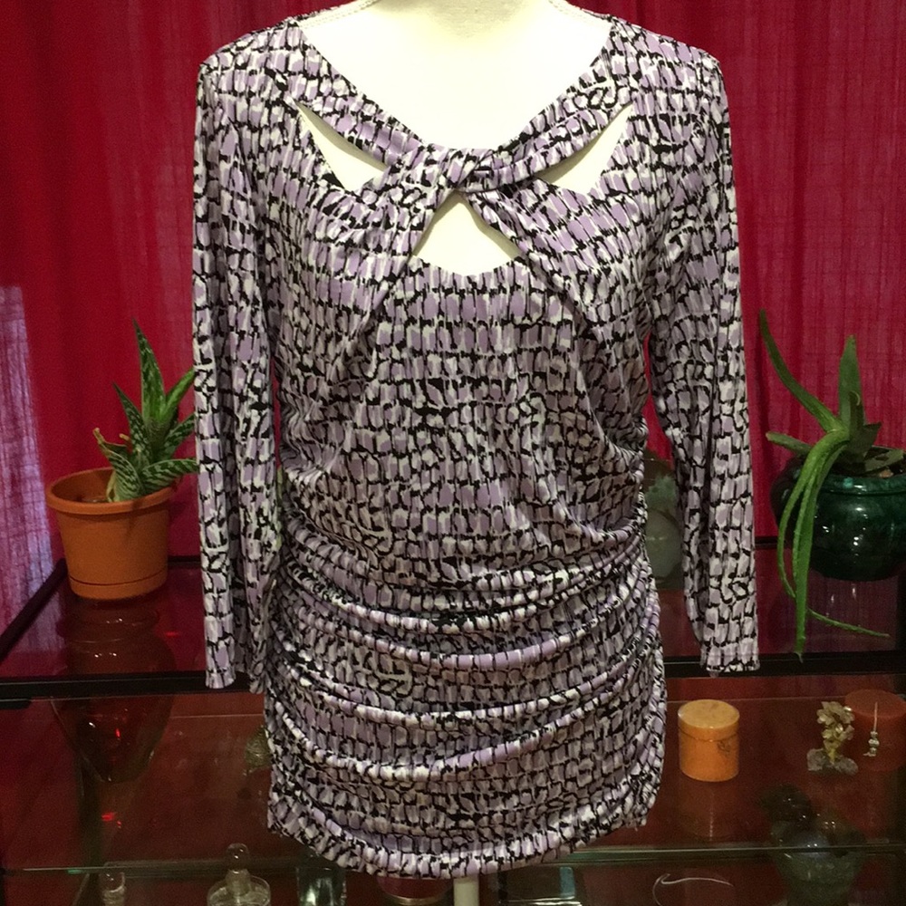 Jennifer Lopez Lilac, Black & White Print Blouse L